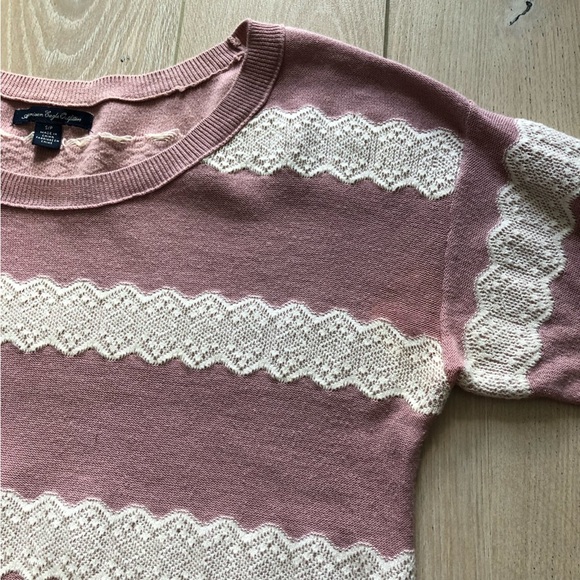 American Eagle Outfitters Dusty Pink Lace Detail Sweater - Picture 10 of 11